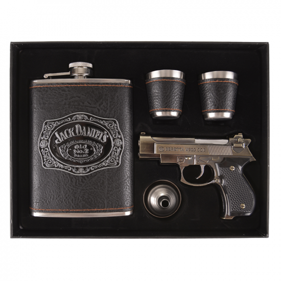 Изискан комплект за мъж с джобно шише и чаши Jack Daniels на супер цена от Neostyle.bg