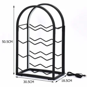 Метална поставка за вино за 12 бутилки с LED светлина