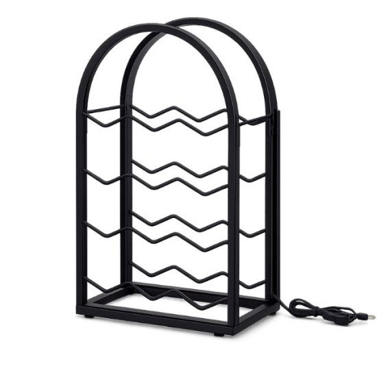 Светеща черна метална поставка за вино за 12 бутилки