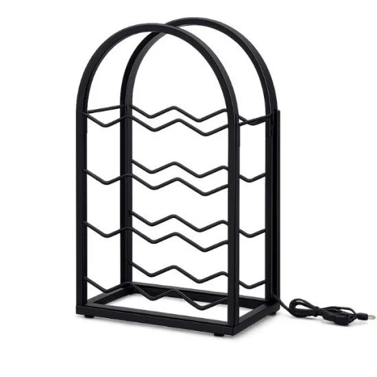 Светеща черна метална поставка за вино за 12 бутилки