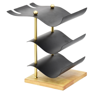 Поставка за вино и чаши - 3 бутилки