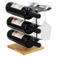 Вертикална стойка за вино от черен метал и дърво с три бутилки и две чаши на върха