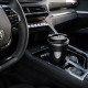 Черна термочаша за кафе със сребристо лого Peugeot