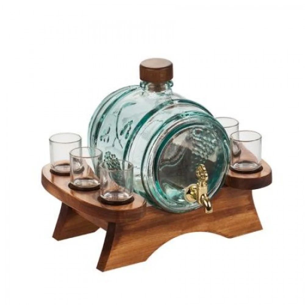 Сет буре с чешмичка + 6 чаши за ракия Сет буре с чешмичка + 6 чаши за ракия